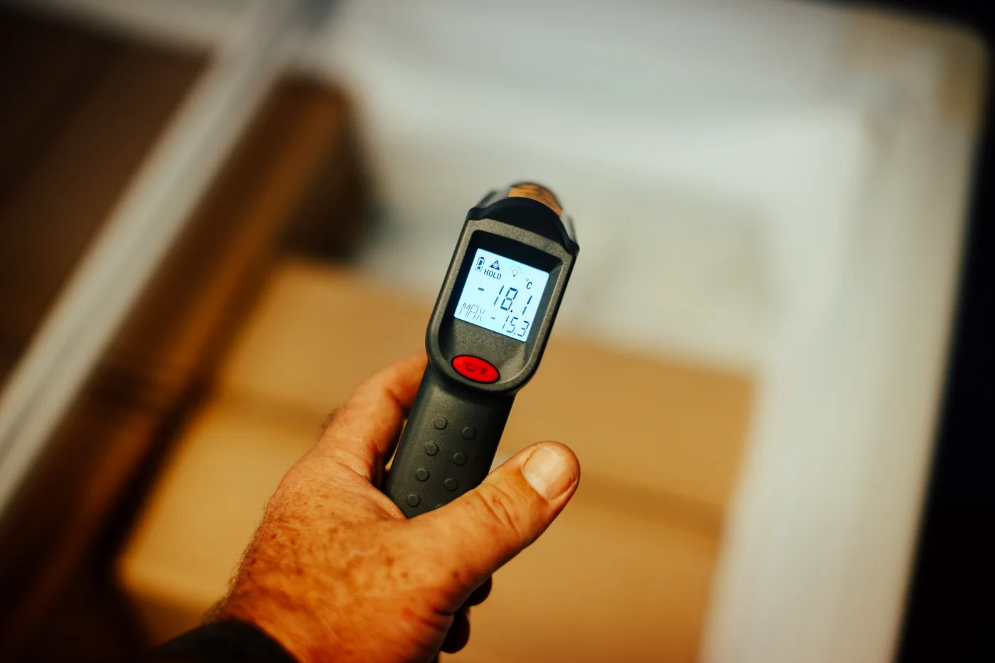 Checking product temperature with an infrared thermometer